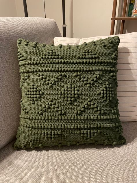 Crochet Pillow Plant, Dark Green Crochet, Crochet Blanket Green, Green And Beige Crochet Blanket, Green Throw Pillows Living Room Crochet, Olive Green Crochet Blanket, Crochet Sage Green Blanket, Crochet Pillow Patterns Free, March Birthday