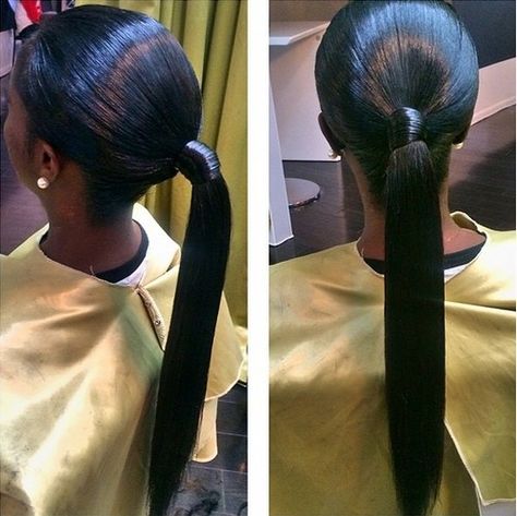 sleek low ponytail Black Ponytail, Stylish Ponytail, Weave Ponytail Hairstyles, Sophisticated Hairstyles, Sleek Ponytail Hairstyles, Weave Ponytail, Bubble Ponytail, Cute Ponytails, Black Ponytail Hairstyles