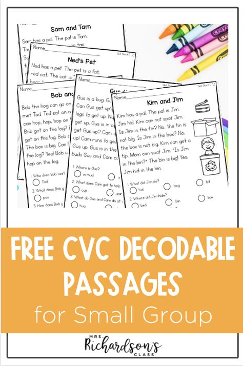 Reading In Kindergarten, Decodable Text, Decodable Passages, Intervention Activities, Reading Fluency Passages, Phonics Reading Passages, First Grade Reading Comprehension, Decodable Books, Fluency Passages