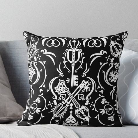 Kingdom Hearts - Black Throw Pillow Kingdom Hearts Design, Bathroom Room Ideas, Kingdom Hearts Disney, Black Throw Pillow, Black Throw Pillows, Black Pillow, Apartment Decorating Ideas, College Apartment Decor, Hearts Design