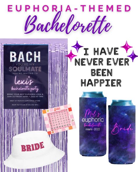 Euphoria Themed Bachelorette Party, Euphoria Bachelorette Party, Euphoria Bachelorette, Bachelorette Tour Theme, Edm Bachelorette Party, Lavender Haze Bachelorette, Bach Tour Theme, Beyonce Bachelorette Party Decorations, Bach Idea