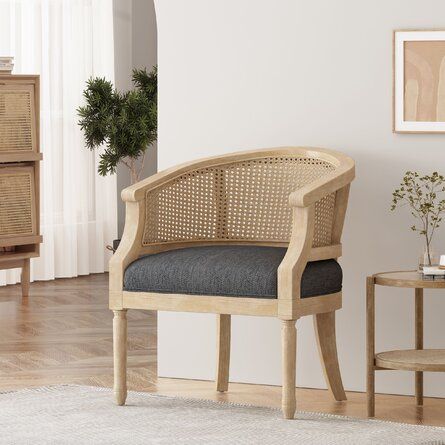 Ophelia & Co. Verano Wood And Cane Accent Chair | Wayfair Cane Accent Chair, Coastal Accent Chairs, Transitional Sofa, Country Vibe, Cane Webbing, Accent Chair Set, Fun Furniture, Rental Business, Chair Wood