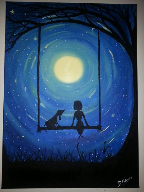 Pintura óleo Noche estrellada con Grumpy Silhouette Drawings, Silhouette Drawing, Lion Art, Aesthetic Pastel Wallpaper, Pastel Wallpaper, Diy Art Painting, Pastel Aesthetic, Betty Boop, Card Art