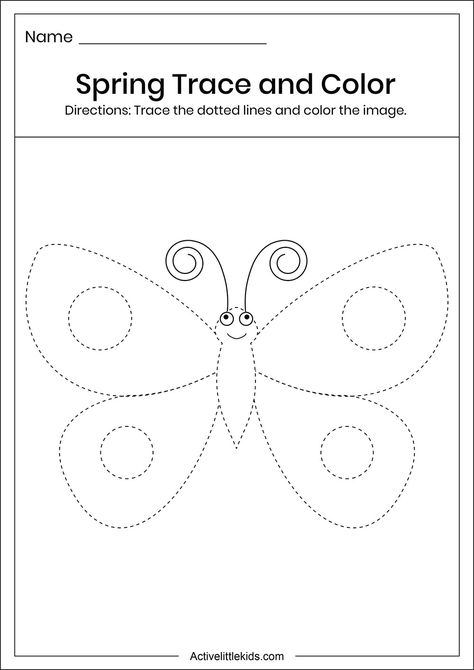 Butterfly Tracing Worksheets, Butterfly Worksheets Preschool, Butterfly Tracing, Color Worksheets For Kindergarten, Butterfly Worksheet, Panda Room, Spring Worksheets Preschool, Worksheet For Nursery Class, Butterfly Lessons