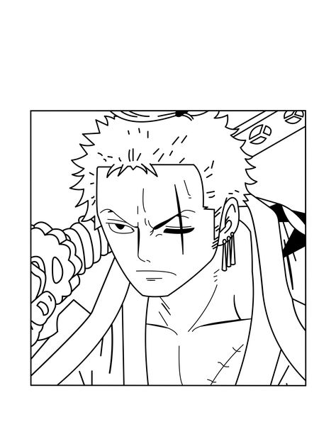 Drawing Ideas Anime One Piece, How To Draw Zoro One Piece, Zoro Outline Drawing, Zoro Dragon Twister, Zoro One Piece Line Art, Roronoa Zoro Drawing Easy, Zoro Coloring Pages, Zorro One Piece Tattoo Design, Drawing One Piece Characters