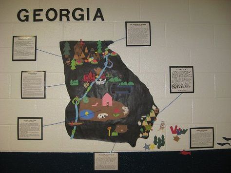 Grade: 3rd Standard: SS2G1 Locate and compare major topographical features of Georgia and describe how these features define Georgia’s surface. a. Locate and compare the geographic regions of Georgia: Blue Ridge, Piedmont, Coastal Plain, Ridge and Valley, and Appalachian Plateau. Explanation:Teacher will have a large outline of Georgia that the class can create to help reference and help in teaching about the different regions of Georgia. Georgia Habitats 3rd Grade, Kindergarten Subjects, Georgia Habitats, Georgia Regions, Life Science Activities, Third Grade Social Studies, Science Anchor Charts, Georgia History, 3rd Grade Social Studies