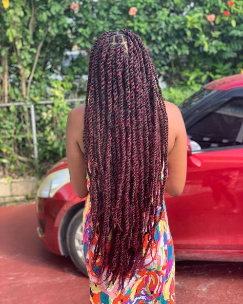 Burgundy Marley Twists, Small Marley Twists Long, Braids Short Hair, Posh Hair, Marley Twist Hairstyles, Braids Short, Bestie Outfits, Short Box Braids Hairstyles, Marley Hair