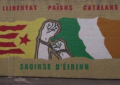 Revivial of Catalan language in Spain fuels backlash | Latest News & Updates at Daily News & Analysis Belfast Murals, Catalan Language, Celtic Words, Middle East Culture, Irish Symbols, Irish Language, The Other Guys, Murals Street Art, Belfast