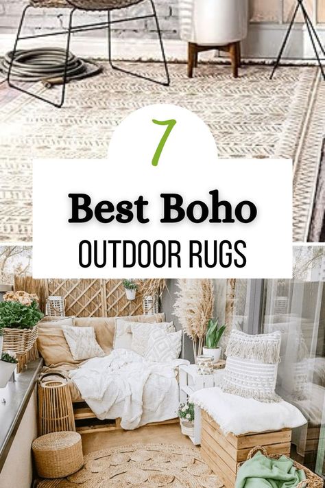 In this post, we’ll look at ­­7 choices for the best boho outdoor rug. There are plenty of options for different price points and covered and uncovered balconies, so hopefully you’ll find the perfect piece. Balcony Rug Ideas, Outdoor Boho Rug, Boho Outdoor Rug, Balcony Rug, Bohemian Outdoor, Foldable Furniture, Boho Patio, Boho Space, Boho Outdoor