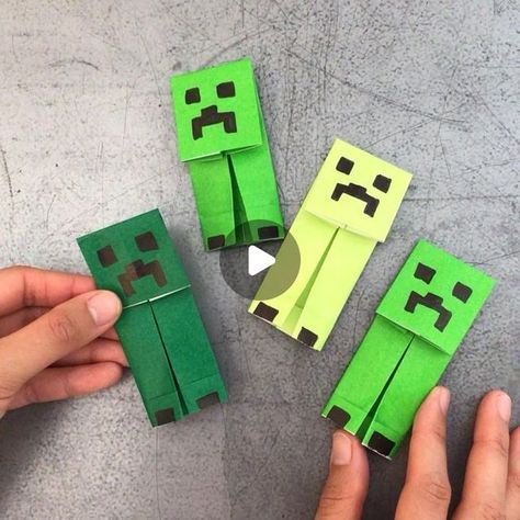 Minecraft Origami, Origami Minecraft, Minecraft Love, Card Ideas Handmade, Love Minecraft, Creeper Minecraft, Kids Origami, Minecraft Birthday, Ideas Handmade