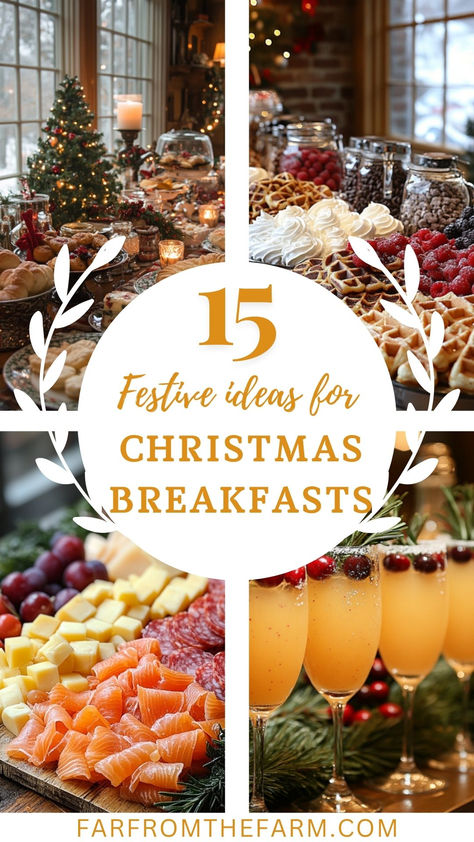 15 Ideas for the Perfect Christmas Breakfast Christmas Brunch Buffet Ideas, Christmas Brunch Spread, Christmas Brunch Decor, Christmas Breakfast Board, Christmas Brunch Buffet, Christmas Breakfast Buffet, Christmas Breakfast Table, Christmas Brunch Party, Christmas Brunch Menu