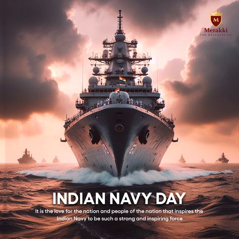 A salute to our Naval force, the defenders of our oceans. Happy Indian Navy Day! #MerakkiTheWellnessCo #IndianNavyDay #NavyDay #NavyDay2023 #IndianNavy #NavalForces #IndianArmy Indian Navy Day Poster, Indian Navy Day Creative Ads, Dot Animation, Embossing Art, Indian Navy Day, Metal Embossing Art, Black Song, Marketing Ads, The Defenders