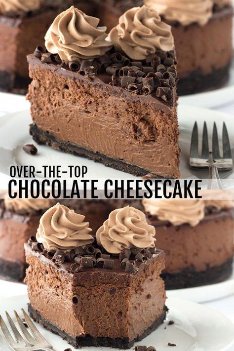 Outrageous Desserts, Creamy Chocolate Cheesecake, Triple Chocolate Cheesecake, Portuguese Wedding, Milk Chocolate Ganache, Chocolate Cheesecake Recipes, Chocolate Whipped Cream, Chocolate Oreo, Cheesecake Chocolate