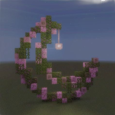 Pink Banners Minecraft, Cute Heart Minecraft Builds, Valentine Minecraft Ideas, Mc Builds Cute, Pink Mushroom House Minecraft, Pink Greenhouse Minecraft, Fairy Wall Minecraft, Melanie Martinez Minecraft Builds, Minecraft Egg Display