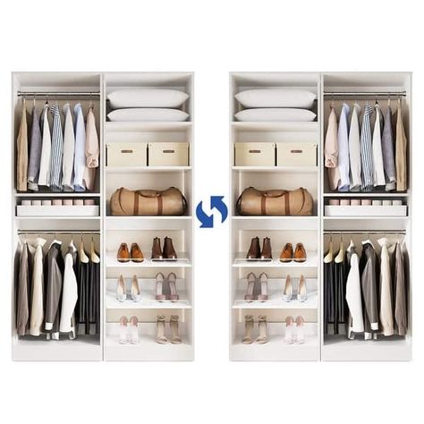 Cimly Set of 2 Freestanding Closet System with Shoe Racks and Hanging Rods for Reach-in/ Walk-in Closet - On Sale - Bed Bath & Beyond - 41224056 Freestanding Closet, Free Standing Closet, Closet Bed, Closet Organizing Systems, Shoe Shelves, Shoe Racks, Bed In Closet, Closet System, New Closet