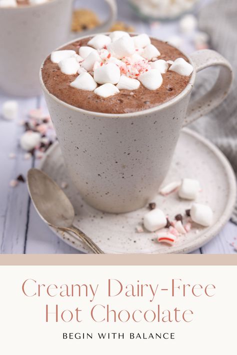 This dairy-free hot chocolate is the perfect treat for winter time. It has all the richness and creaminess of the classic hot chocolate without the dairy. Skip the store bought hot chocolate mixes and enjoy a homemade mug of hot chocolate! Crockpot Dairy Free, Winter Drink Recipes, Dairy Free Hot Chocolate, Dairy Free Whipped Cream, Hot Chocolate Party, Classic Hot Chocolate, Vegan Hot Chocolate, Homemade Hot Cocoa, Hot Cocoa Recipe