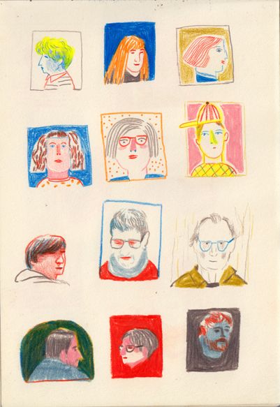 Sketchbook Portrait series :: Behance Portrait Art Simple, Felt Tip Pen Illustration, Illustration Self Portrait, Cute Portrait Drawing, Self Portrait Ideas Drawing, Illustrative Portraits, Colored Pencil Sketches, Self Portrait Illustration, Illustrated Portraits