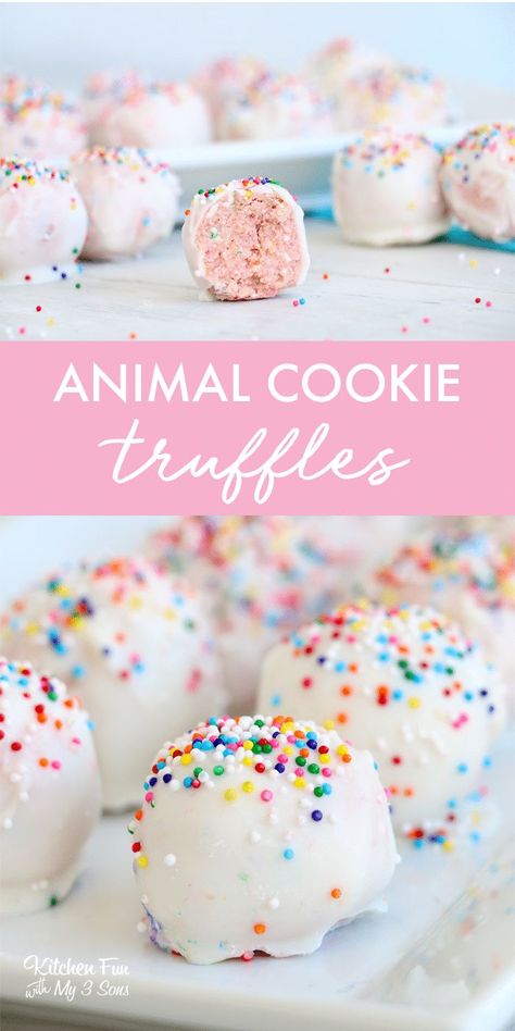 Animal Cookie Truffles combine yummy frosted animal cookies, cream cheese and chocolate. They're absolutely delicious and completely beautiful! #truffles #chocolate #yummy #food #recipes #animalcookies Fall Truffle Recipes, Animal Cookie Truffles, Easter Truffles, Frosted Animal Cookies, Cookies Cream Cheese, Cookie Truffles, Truffle Recipes, Cheese And Chocolate, Truffles Chocolate