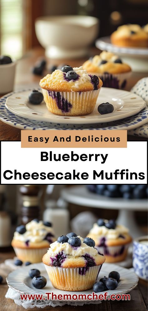 Easy Blueberry Cheesecake, Blueberry Cheesecake Cupcakes, Blueberry Cheesecake Muffins, Blueberry Cream Cheese Muffins, Lemon Blueberry Cheesecake, Cheesecake Muffins, Cream Cheese Muffins, Blueberry Cream Cheese, Easy Blueberry