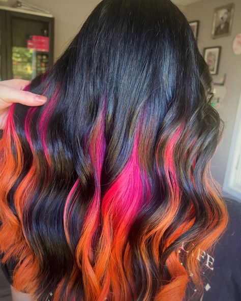 Pop of Color! #peekaboo #haircolor #vividhair #hairideas #fallhair #michiganhairstylist #michiganhair #hairofinstagram #hairartistry @cosmicvoidhaircolor Vivids Haircolor, Rainbow Highlights, Pop Of Color, Fall Hair, Hair Stylist, Color Pop, Highlights, Hair Color, Rainbow