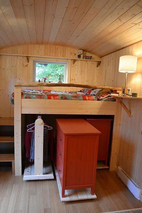 Small Bedroom Ideas On A Budget, Tiny House Closet, Tiny House Storage, Bus House, Bed Platform, Rv Remodel, Tiny Spaces, Tiny House Living, Tiny House Plans