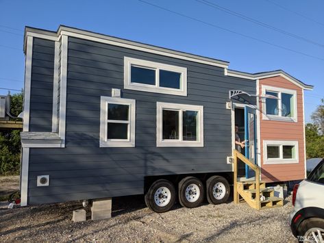 The Dollhouse Tiny House on Wheels Tiny House Talk, Tiny House For Sale, Tiny House Floor Plans, Micro House, Living Room Loft, Tiny Cabin, Loft Living, Open Space Living, Tiny House Movement