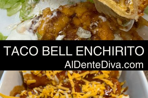 Taco Bell Enchirito, Taco Bell Enchirito Recipe, Enchirito Recipe, Seasoned Ground Beef, Taco Seasoning Packet, Shredded Cheddar Cheese, Chips And Salsa, Lunch Salads, Beef Casserole