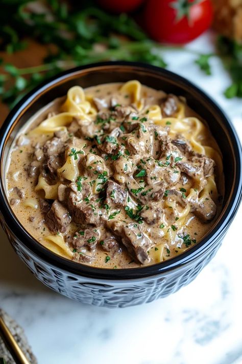 Discover the ultimate comfort food with this easy Crockpot Beef Stroganoff recipe. Tender beef, creamy sauce, and rich flavors, all slow-cooked to perfection. Perfect for busy weeknights or lazy weekends. Try this recipe today – see full instructions #beefstroganoff #crockpotrecipes #slowcookermeals #comfortfood #easyrecipes #beefrecipes #dinnerideas #mealprep #familydinner #creamybeefstroganoff Homemade Beef Stroganoff Crockpot, Best Beef Stroganoff Crockpot, Beef Stroganoff Mushroom Soup, Healthy Beef Stroganoff Crockpot, Freezer Beef Stroganoff, Slow Cooked Beef Recipes, Crockpot Stroganoff Recipes, Easy Beef Stroganoff Crockpot, Beef Stroganoff In Crockpot