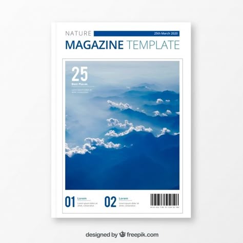 Modern nature magazine cover template wi... | Free Vector #Freepik #freevector #brochure #flyer #business #cover Modern Magazine Cover Design, Article Cover Design, Cover Page Magazine, Nature Magazine Cover, Editorial Graphics, Catalog Cover Design, Nature Magazine, Magazine Cover Page, Magazine Cover Ideas