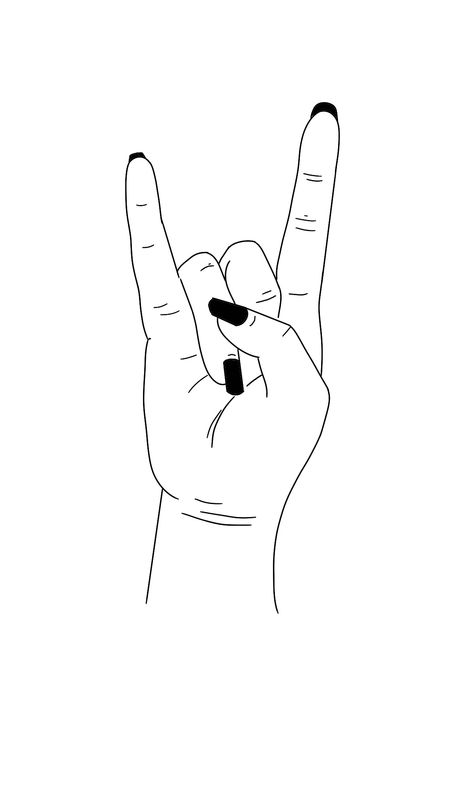 Rocker Hand Tattoo, Rock N Roll Hand Tattoo, Rock On Tattoo Hand, Trippy Drawings, Rock Hand, Rock Roll, Art Drawings Simple, Tattoos And Piercings, Hand Tattoos