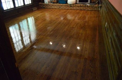 Spiffing up sad looking floors: Wax On, Wax Off | Young House Love Shiny Wood Floors, Old Hardwood Floors, Polishing Wood, Wax On Wax Off, Old Wood Floors, Floor Refinishing, Floor Restoration, Diy Wax, Young House