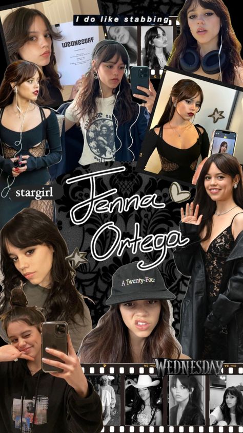 Jenna Ortega Wallpaper Collage, Aesthetic Black Collage, Netflix Aesthetic, Black Collage, Yuru Yuri, Jen Jen, Cute Rappers, Celebrity Wallpapers, Disney Frozen Elsa