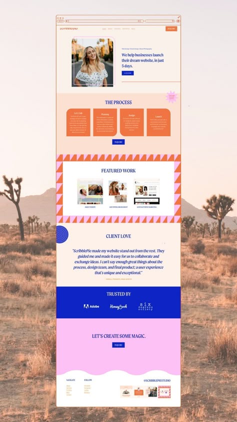 Scribblepie Website Home Page Layout Inspiration | Scribblepie Design Studio Website Branding Design, Colorful Website Design, Cv Website, Web Design Template, Design Studio Branding, Website Home Page, Vibrant Aesthetic, Work With Brands, Website Layouts