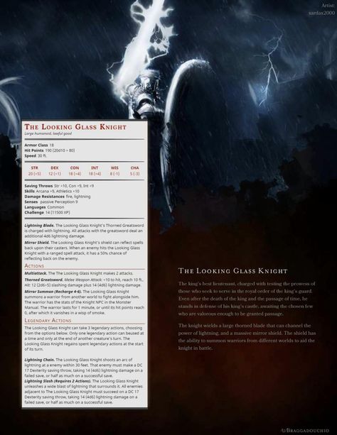 DnD 5e Homebrew — Dark Souls 2 Monsters by Braggadouchio Looking Glass Knight, Dark Souls Dnd, Homebrew Monsters, 5e Monsters, Dungeons And Dragons Rules, Dnd Stats, Dnd Creatures, Dark Souls 2, Dnd Classes