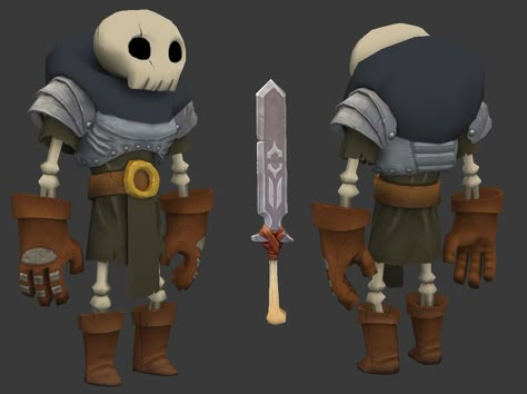 Skeleton Character Low Poly Character, Character Game, Game Textures, Characters Inspiration, 3d Figures, Low Poly Art, Low Poly Models, 3d Modelle, 16 Bit