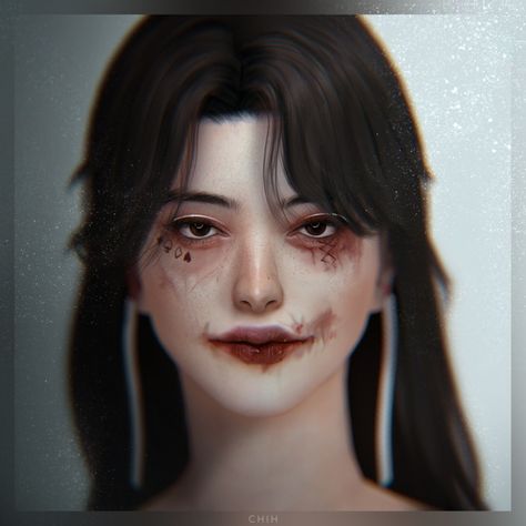 Sims 4 Face Paint Cc, Sims 4 Cc Face Paint, Sims 4 Face Paint, Sims 4 Halloween, 4 Witches, Toddler Makeup, Blood Makeup, Smudged Makeup, Sims 4 Anime