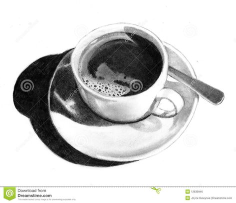 Photo about A realism pencil drawing of a cup of coffee on a saucer. Illustration of break, wake, realism - 12639946 Drawing Cup, Coffee Cup Drawing, Coffee Drawing, Pencil Shading, Object Drawing, Pencil Drawings Easy, Still Life Drawing, Pencil Art Drawings, Charcoal Drawing