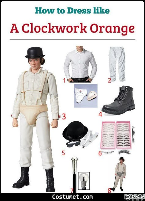 Male Costume Ideas, Clockwork Orange Costume, Shirt White Dress, Orange Costume, Steampunk Mode, Alex Delarge, Camp Bestival, White Suspenders, A Clockwork Orange