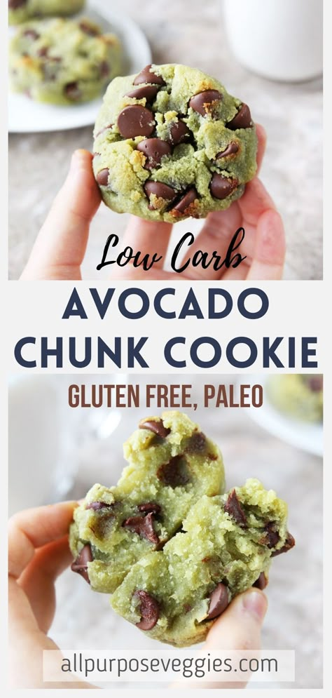 Avocado Recipes Dessert, Avocado Cookies, Avocado Dessert, Avocado Chocolate, Sugar Free Chocolate Chips, Avocado Recipes, Gluten Free Cookies, Healthy Sweets, Chocolate Chip Cookie