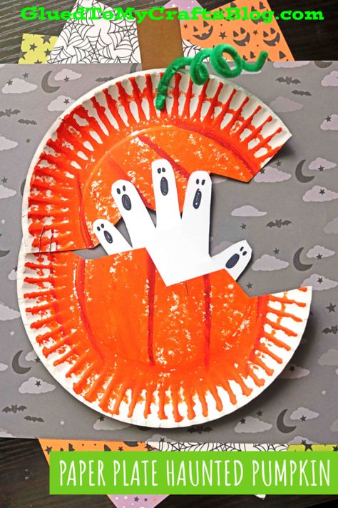 Paper Plate Pumpkin, Prek Crafts, Halloween Crafts Preschool, Cute Halloween Decorations, Pumpkin Craft, October Crafts, Fall Arts And Crafts, Fun Halloween Crafts, Halloween Preschool