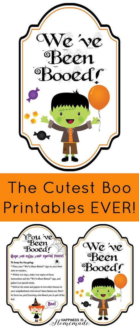 These are the cutest You've Been Booed printables EVER! Does your neighborhood boo each other at Halloween time? It's such a fun new tradition! You’ve Been Boo’d Free Printable, Booing Ideas, Boo Ideas, Booed Printable, Been Booed, You've Been Booed, Halloween Printables Free, Halloween Tags, Halloween Time