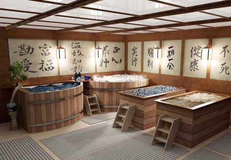 Japanese Sauna, Japanese Bathrooms, Spa Massage Room, Millionaire Homes, Home Spa Room, Hot Tub Room, Dreams Spa, Soaking Tubs, Log Cabin Rustic