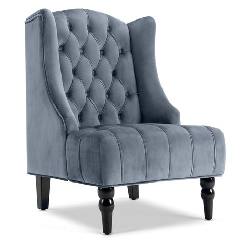 Free 2-day shipping. Buy Belleze Modern Wingback Tufted NailHead Accent Chair Tall Back Velvet Wing Chair, Gray at Walmart.com Velvet Wing Chair, Tufted Chairs, Egyptian Home Decor, Velvet Wingback Chair, Wingback Accent Chair, Small Living Room Furniture, Wing Chairs, Sitting Room Ideas, Comfortable Accent Chairs