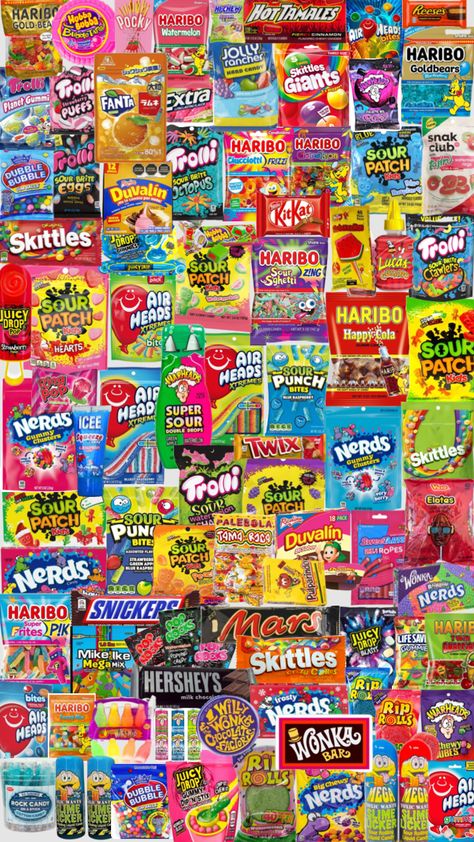 Snacks For Fundraising, Snacks And Candy, Candy Stash In Room, Preppy Snacks, Peeps Flavors, Aesthetic Candy, Squishy Food, Candy Salad, Sleepover Snacks