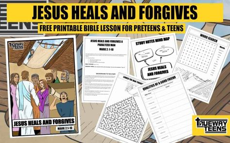 Jesus Heals Paralyzed Man, Teen Bible Lessons, Youth Bible Lessons, Teen Bible Study, Trueway Kids, Teen Words, Paralyzed Man, Youth Lessons, Jesus Help