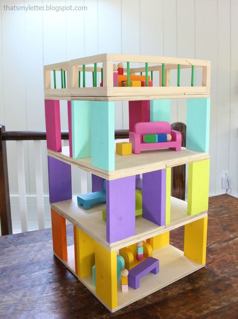 Modular Stackable Dollhouse | Free and Easy DIY Project and Furniture Plans Dollhouse Woodworking Plans, Kids Woodworking Projects, Wooden Doll House, Woodworking Plans Patterns, Woodworking Projects Furniture, Woodworking Projects For Kids, Woodworking Furniture Plans, Easy Wood Projects, Woodworking Plans Diy