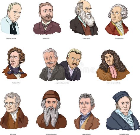 Scientists II. Vector illustration of famous world scientists , #spon, #Vector, #II, #Scientists, #illustration, #scientists #ad Scientists Illustration, Physics Scientists, University Inspiration, Daily Planner Printables Free, Biology Art, Object Drawing, Planner Printables Free, Photography Illustration, Animation Design