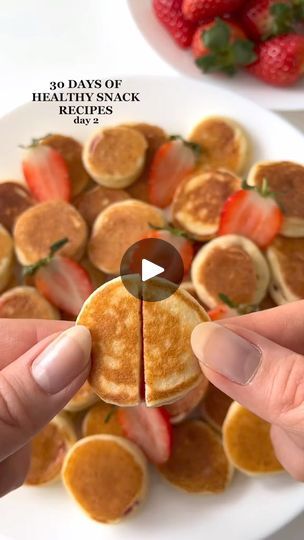 Strawberry Pancake Bites😍 These are such a fun and yummy snack idea😋 • | Fitfoodieselma Reel | roamfoam · MARY Pancake Bites Recipe, Strawberry Pancake, Strawberry Pancakes, Breakfast Recipies, Gluten Free Flour Mix, Pancake Bites, Fun Breakfast, Strawberry Slice, Lactose Free