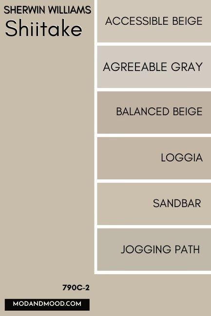 Sherwin Williams Shiitake, Balanced Beige Sherwin Williams, Wabi Sabi Color, Accessible Beige Sherwin Williams, French Country Color Palette, Beige Wall Colors, Balanced Beige, Beige Cabinets, Beige Paint