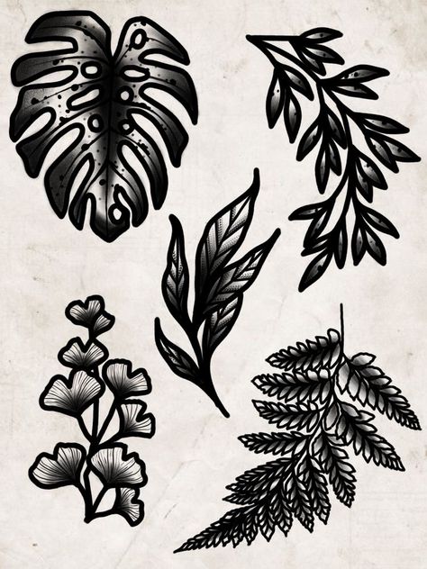 Traditional Plant Tattoo Black, Quirky American Traditional Tattoos, Traditional Foliage Tattoo, American Traditional Space Filler, American Traditional Botanical Tattoo, Abstract Filler Tattoo, American Traditional Vines, American Traditional Leaves, Traditional Blackwork Tattoo Flash